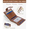 imageBOSTANTEN Slim Wallet for Women Small RFID Blocking Credit Card Holder Leather Bifold Wallets with Zipper Coin Pocket BeigeBrown0BeigeBrown