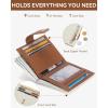 imageBOSTANTEN Slim Wallet for Women Small RFID Blocking Credit Card Holder Leather Bifold Wallets with Zipper Coin Pocket BeigeBrown1BeigeBrown