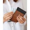 imageBOSTANTEN Slim Wallet for Women Small RFID Blocking Credit Card Holder Leather Bifold Wallets with Zipper Coin Pocket BeigeBrownBlackBrown