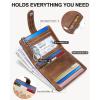 imageBOSTANTEN Slim Wallet for Women Small RFID Blocking Credit Card Holder Leather Bifold Wallets with Zipper Coin Pocket BeigeBrownVintageApricot