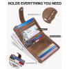 imageBOSTANTEN Slim Wallet for Women Small RFID Blocking Credit Card Holder Leather Bifold Wallets with Zipper Coin Pocket BeigeBrownVintageBlue