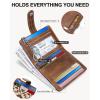 imageBOSTANTEN Slim Wallet for Women Small RFID Blocking Credit Card Holder Leather Bifold Wallets with Zipper Coin Pocket BeigeBrownVintageBrown