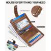 imageBOSTANTEN Slim Wallet for Women Small RFID Blocking Credit Card Holder Leather Bifold Wallets with Zipper Coin Pocket BeigeBrownVintageRainbow