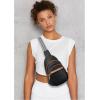 imageBOSTANTEN Small Sling Bag for Women Leather Crossbody Bags Fanny Pack Chest Bag for Travel2black