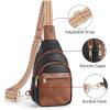 imageBOSTANTEN Small Sling Bag for Women Leather Crossbody Bags Fanny Pack Chest Bag for Travel2black With Brown