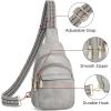 imageBOSTANTEN Small Sling Bag for Women Leather Crossbody Bags Fanny Pack Chest Bag for Travel4twilight Grey
