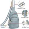 imageBOSTANTEN Small Sling Bag for Women Leather Crossbody Bags Fanny Pack Chest Bag for Travel6denim Blue