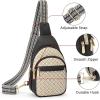 imageBOSTANTEN Small Sling Bag for Women Leather Crossbody Bags Fanny Pack Chest Bag for TravelAblackbeige