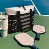 imageBOSTANTEN Travel Tote Bag for Women Foldable Gym Bag Beach Bag Sports Bag Waterproof Shoping Bag with Zipper SleeveAblack With Offwhite