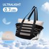 imageBOSTANTEN Travel Tote Bag for Women Foldable Gym Bag Beach Bag Sports Bag Waterproof Shoping Bag with Zipper SleeveAblack With Offwhite