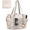 imageBOSTANTEN Travel Tote Bag for Women Foldable Gym Bag Beach Bag Sports Bag Waterproof Shoping Bag with Zipper SleeveAoffwhite