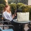 imageBOSTANTEN Travel Tote Bag for Women Foldable Gym Bag Beach Bag Sports Bag Waterproof Shoping Bag with Zipper SleeveBbeige