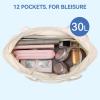 imageBOSTANTEN Travel Tote Bag for Women Foldable Gym Bag Beach Bag Sports Bag Waterproof Shoping Bag with Zipper SleeveBbeige