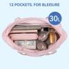 imageBOSTANTEN Travel Tote Bag for Women Foldable Gym Bag Beach Bag Sports Bag Waterproof Shoping Bag with Zipper SleeveBpink