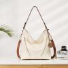 imageBOSTANTEN Women Leather Handbag Designer Large Hobo Purses Shoulder Bag BrownA06white