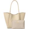 imageBOSTANTEN Work Purses for Women Vegan Leather Shoulder Bag Large Tote Handbag for Travel 2024Apricot