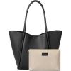 imageBOSTANTEN Work Purses for Women Vegan Leather Shoulder Bag Large Tote Handbag for Travel 2024Black