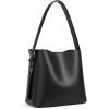 imageBOSTANTEN Bucket Bag Vegan Leather Shoulder Purses for Women Trendy Adjustable StrapBlack