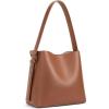 imageBOSTANTEN Bucket Bag Vegan Leather Shoulder Purses for Women Trendy Adjustable StrapBrown