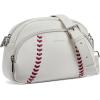 imageBOSTANTEN Crossbody Purses for Women Small Shoulder Bag Vegan Leather Baseball Handbags with Adjustable StrapBeige With Red