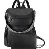 imageBOSTANTEN Leather Laptop Backpack for Women Designer Travel Backpack with Laptop Compartment Ladies Computer Shoulder Bags BeigeBrownBlack