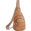 imageBOSTANTEN Small Sling Bag for Women Leather Crossbody Bags Fanny Pack Chest Bag for Travel1camel Brown