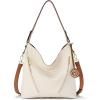 imageBOSTANTEN Women Leather Handbag Designer Large Hobo Purses Shoulder Bag BrownA06white
