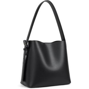 imageBOSTANTEN Bucket Bag Vegan Leather Shoulder Purses for Women Trendy Adjustable StrapBlack