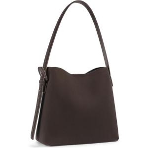 imageBOSTANTEN Bucket Bag Vegan Leather Shoulder Purses for Women Trendy Adjustable StrapCoffee