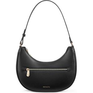 imageBOSTANTEN Crescent Shoulder Bag for Women Vegan Leather Purses Quilted Handbag with Zip PocketA01black