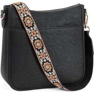 imageBOSTANTEN Crossbody Bags for Women Trendy Vegan Leather Hobo Purses Shoulder Handbags With Wide Shoulder StrapA03black