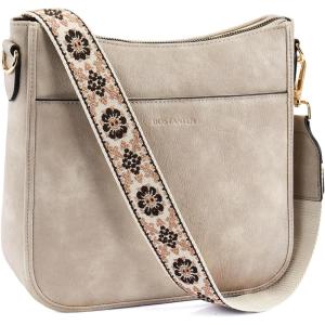 imageBOSTANTEN Crossbody Bags for Women Trendy Vegan Leather Hobo Purses Shoulder Handbags With Wide Shoulder StrapA06light Grey