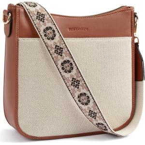 imageBOSTANTEN Crossbody Bags for Women Trendy Vegan Leather Hobo Purses Shoulder Handbags With Wide Shoulder StrapA11 Pattern and Brown
