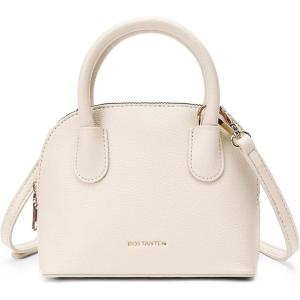 imageBOSTANTEN Small Crossbody Bag Mini Purses for Women Trendy Cute Vegan Leather Satchel Handbag with Detachable Shoulder StrapBeige