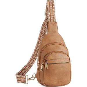 imageBOSTANTEN Small Sling Bag for Women Leather Crossbody Bags Fanny Pack Chest Bag for Travel1camel Brown