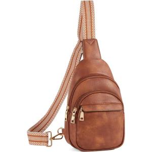 imageBOSTANTEN Small Sling Bag for Women Leather Crossbody Bags Fanny Pack Chest Bag for Travel3brown