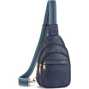imageBOSTANTEN Small Sling Bag for Women Leather Crossbody Bags Fanny Pack Chest Bag for Travel6blue