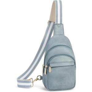 imageBOSTANTEN Small Sling Bag for Women Leather Crossbody Bags Fanny Pack Chest Bag for Travel6denim Blue