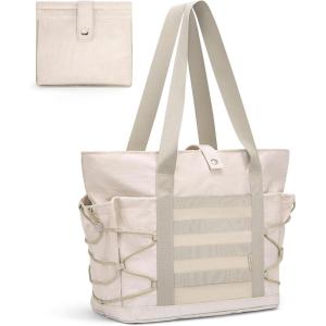 imageBOSTANTEN Travel Tote Bag for Women Foldable Gym Bag Beach Bag Sports Bag Waterproof Shoping Bag with Zipper SleeveAoffwhite