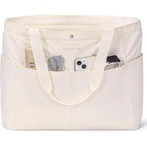 imageBOSTANTEN Travel Tote Bag for Women Foldable Gym Bag Beach Bag Sports Bag Waterproof Shoping Bag with Zipper SleeveBbeige