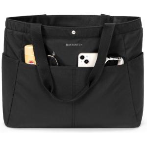 imageBOSTANTEN Travel Tote Bag for Women Foldable Gym Bag Beach Bag Sports Bag Waterproof Shoping Bag with Zipper SleeveBblack