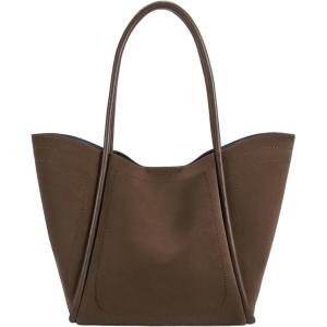 imageBOSTANTEN Work Purses for Women Vegan Leather Shoulder Bag Large Tote Handbag for Travel 2024Coffee Brown