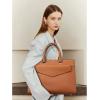 imageBOSTANTEN Briefcase for Women Laptop Tote 156 Inch Genuine Leather Handbag Work Bag BeigeBlight Brown