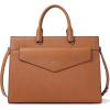 imageBOSTANTEN Briefcase for Women Laptop Tote 156 Inch Genuine Leather Handbag Work Bag BeigeBlight Brown