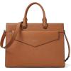 imageBOSTANTEN Briefcase for Women Laptop Tote 156 Inch Genuine Leather Handbag Work Bag BeigeBlight Brown