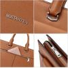 imageBOSTANTEN Briefcase for Women Laptop Tote 156 Inch Genuine Leather Handbag Work Bag BeigeBlight Brown