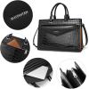 imageBOSTANTEN Briefcase for Women Laptop Tote 156 Inch Genuine Leather Handbag Work Bag BeigeFcrocodile Pattern Black