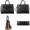 imageBOSTANTEN Briefcase for Women Laptop Tote 156 Inch Genuine Leather Handbag Work Bag BeigeFcrocodile Pattern Black