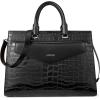imageBOSTANTEN Briefcase for Women Laptop Tote 156 Inch Genuine Leather Handbag Work Bag BeigeFcrocodile Pattern Black