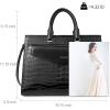 imageBOSTANTEN Briefcase for Women Laptop Tote 156 Inch Genuine Leather Handbag Work Bag BeigeFcrocodile Pattern Black